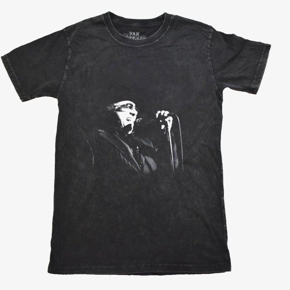 Van Morrison Black Mineral Wash Adult Shirt New Small